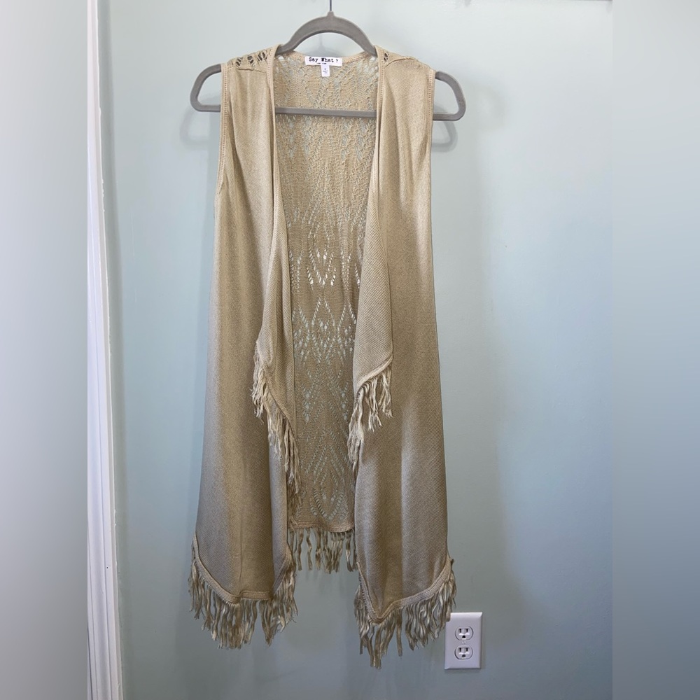 Say What? New York Women’s Tan Vest Size Medium